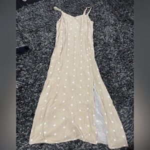 Old Navy Beige Polka Dot Maxi Dress